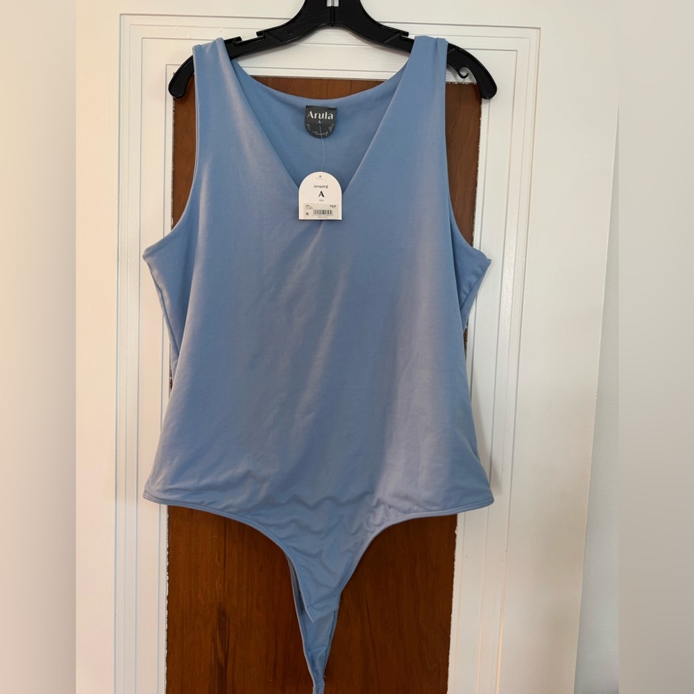 Arula Soft Blue V-Neck Bodysuit